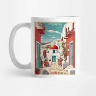 Mykonos Greece Tourism Vintage Poster Mug